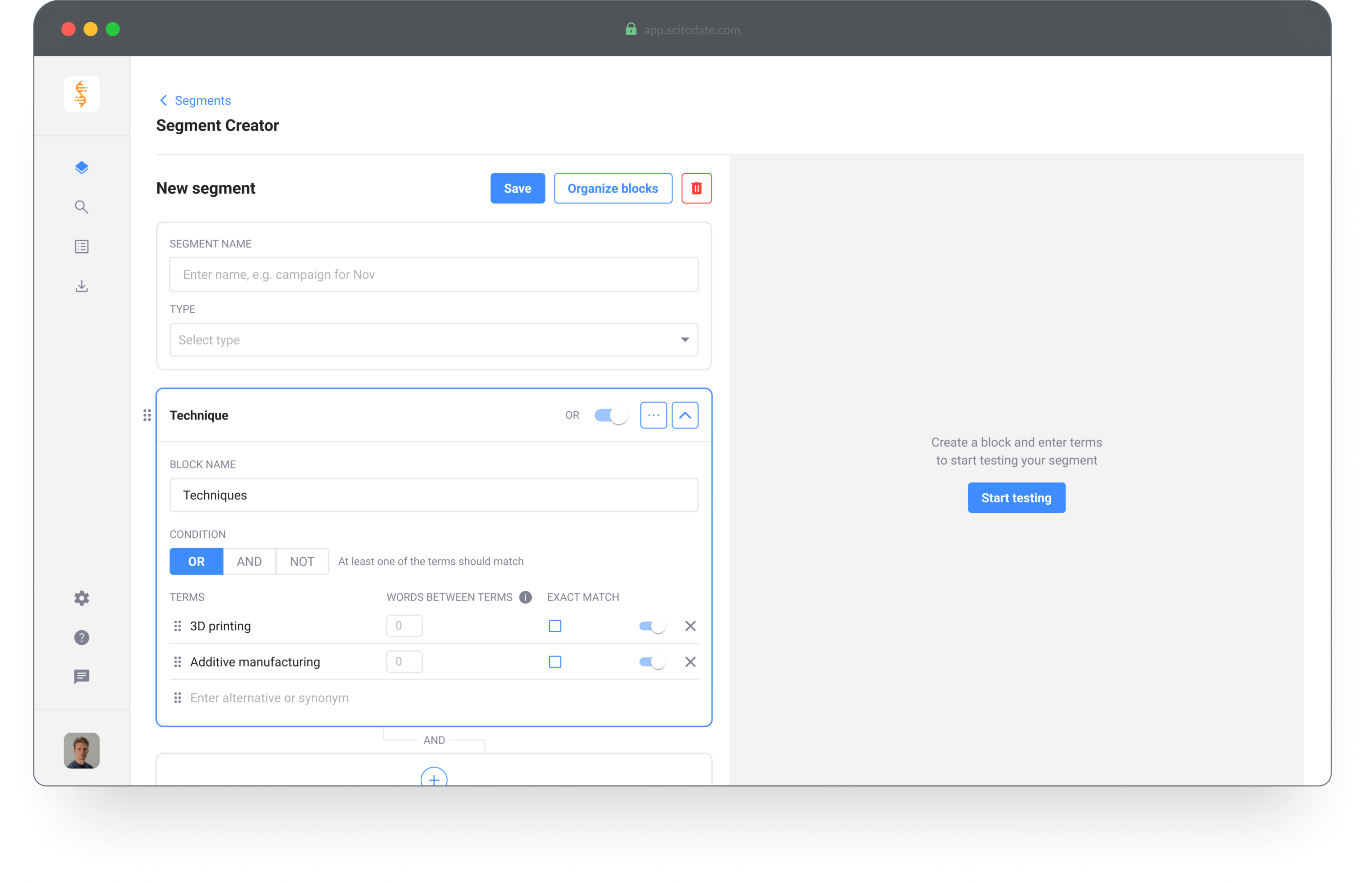 New segment creator design