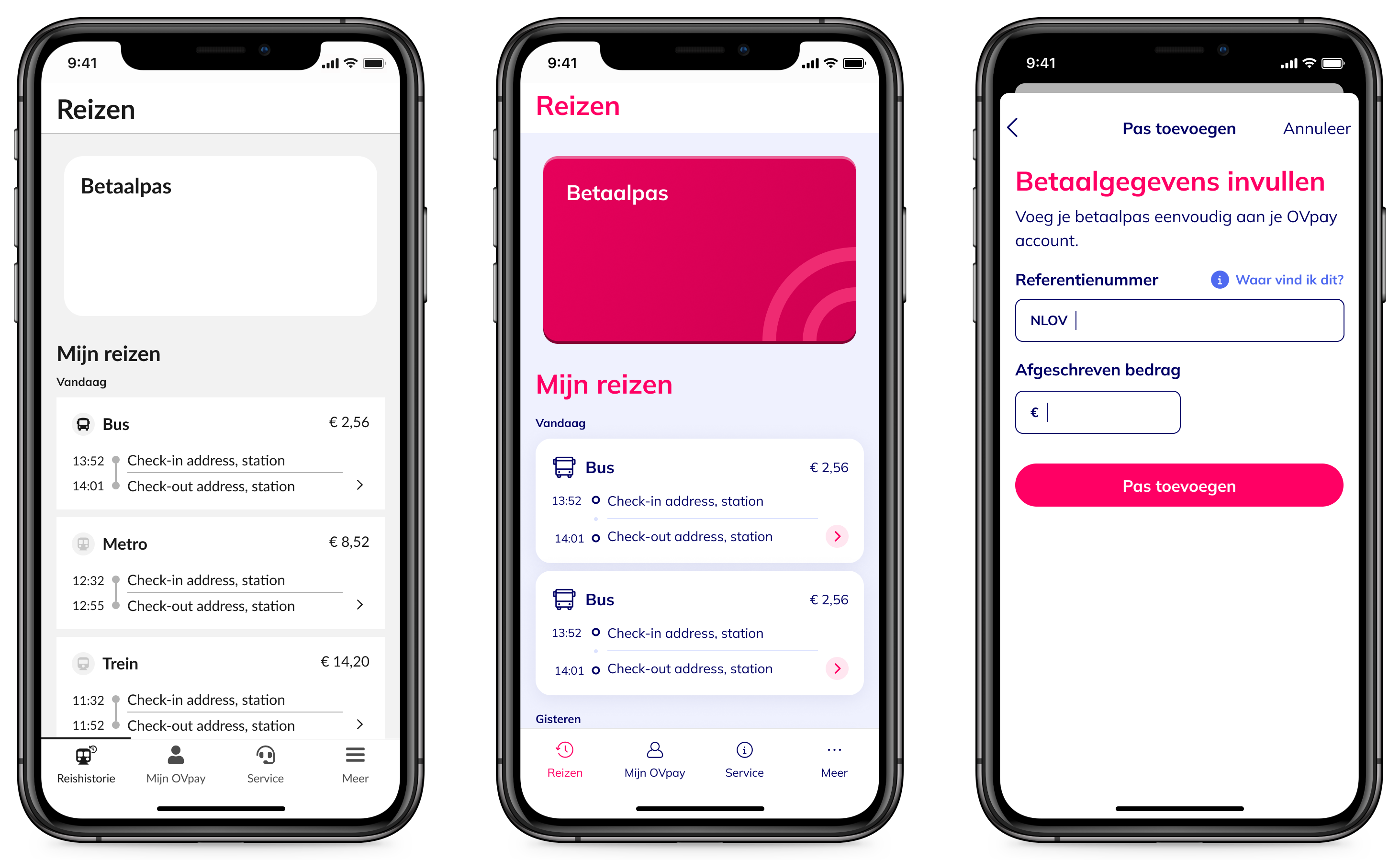 OVpay app screens