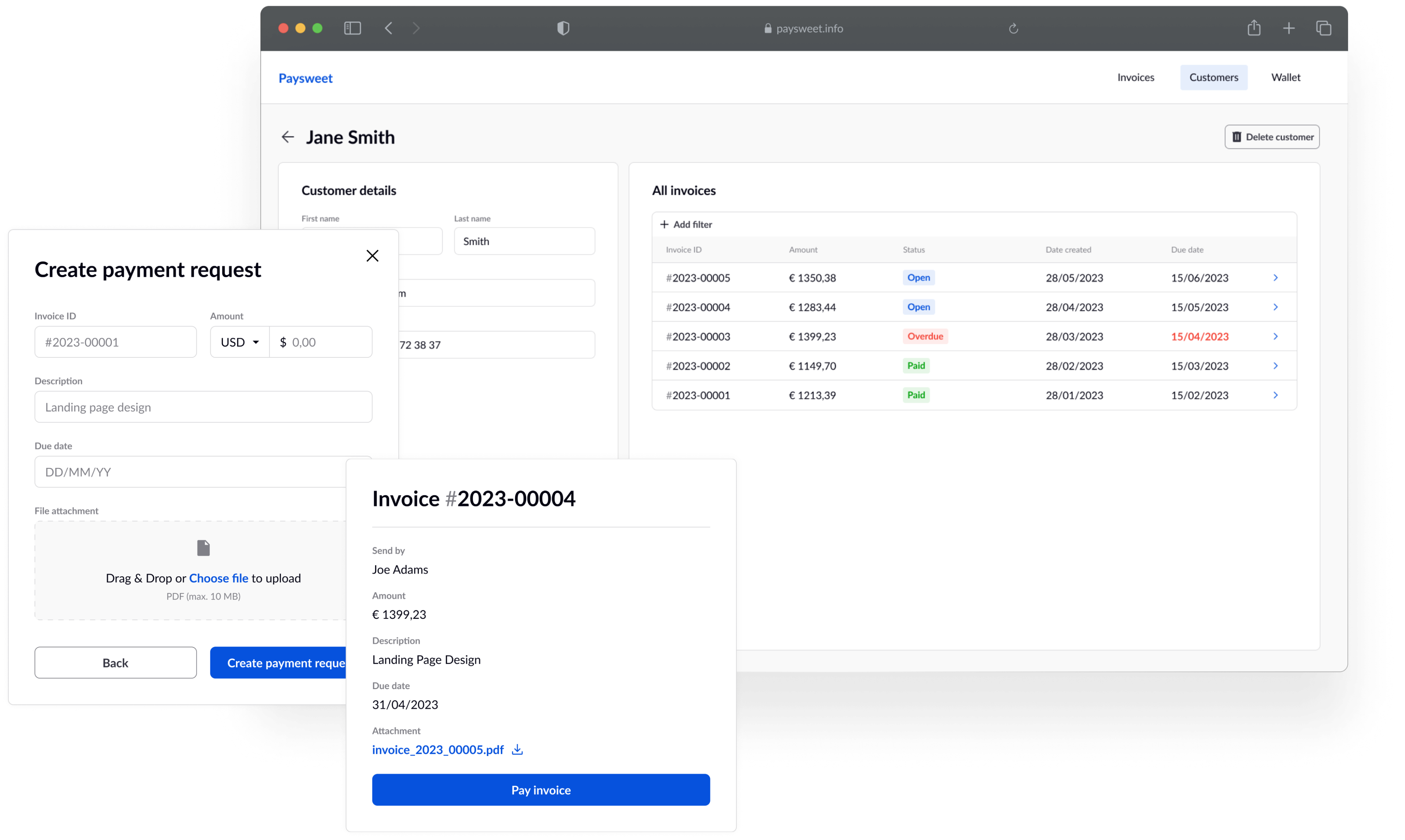 Paysweet app mockup