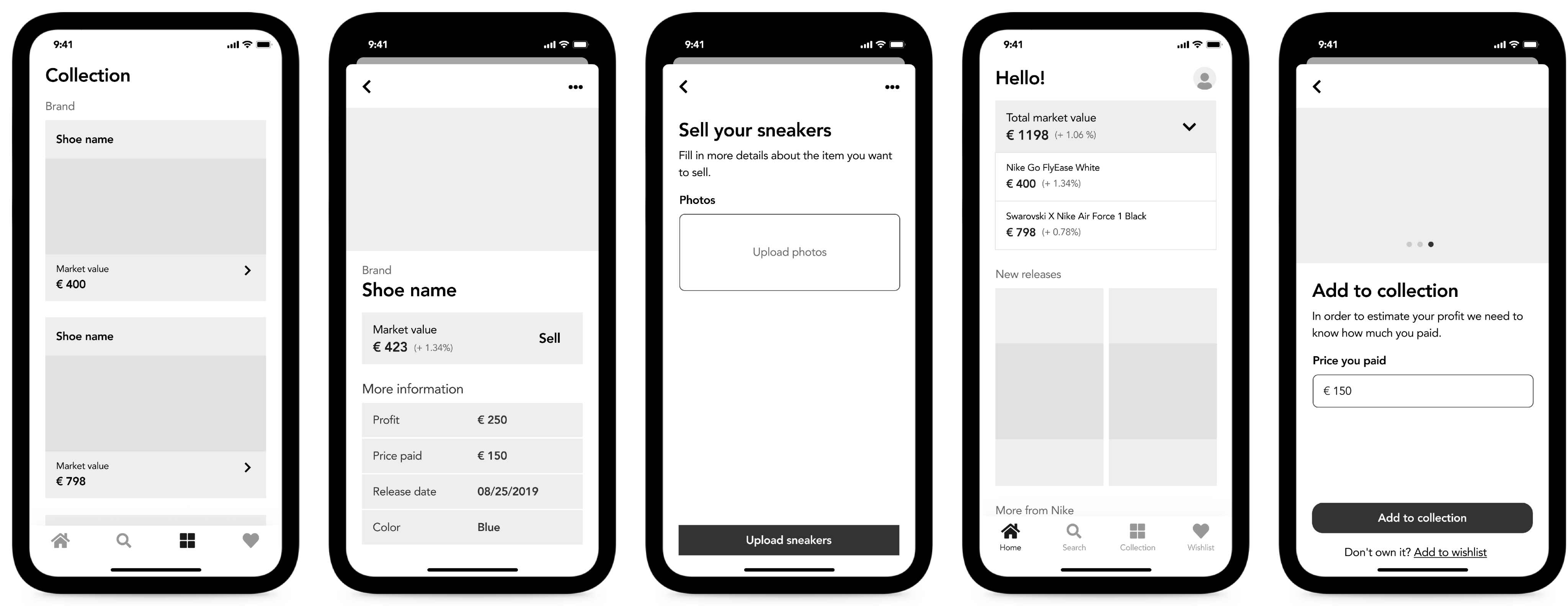 Rack UX screens
